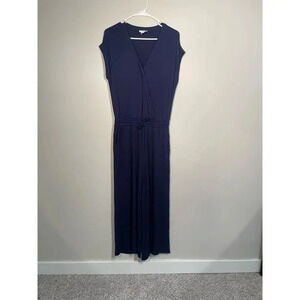 Loft Outlet Lounge Navy Wide Leg Jumpsuit Drawstring Waist